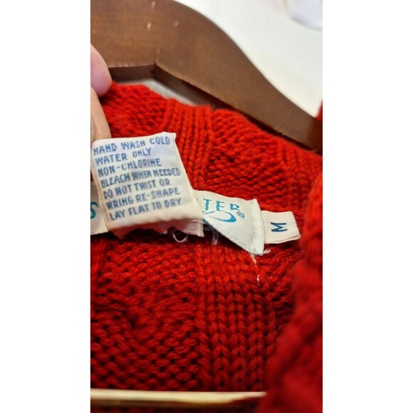 VTG DONCASTER SPORT Wool Blend Chunky Cable Knit Sweater Jacket Women Med Hooded - Picture 5 of 7